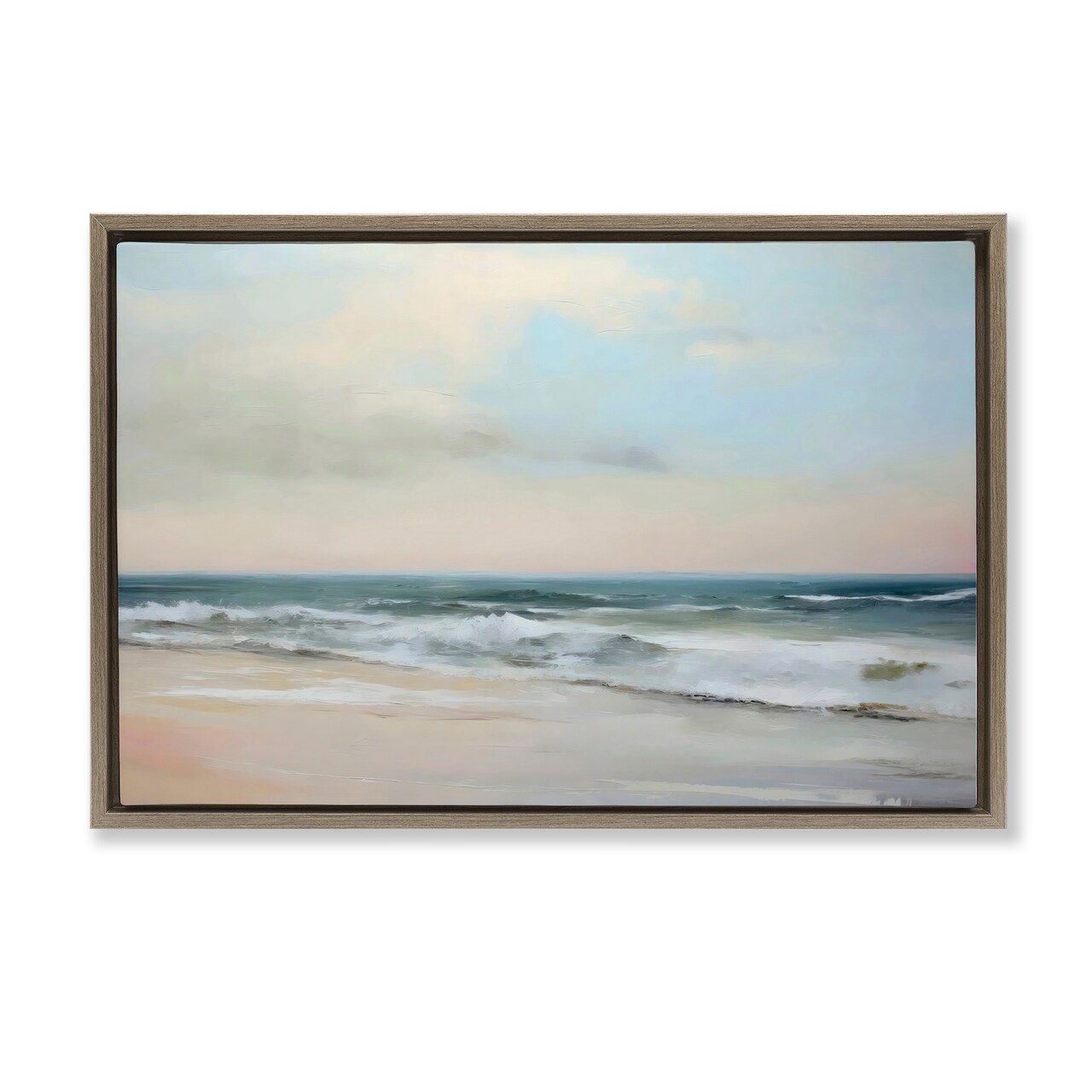 Stupell Industries Sandy Shore in Neutrals Floating Frame By LSR Creative Studio